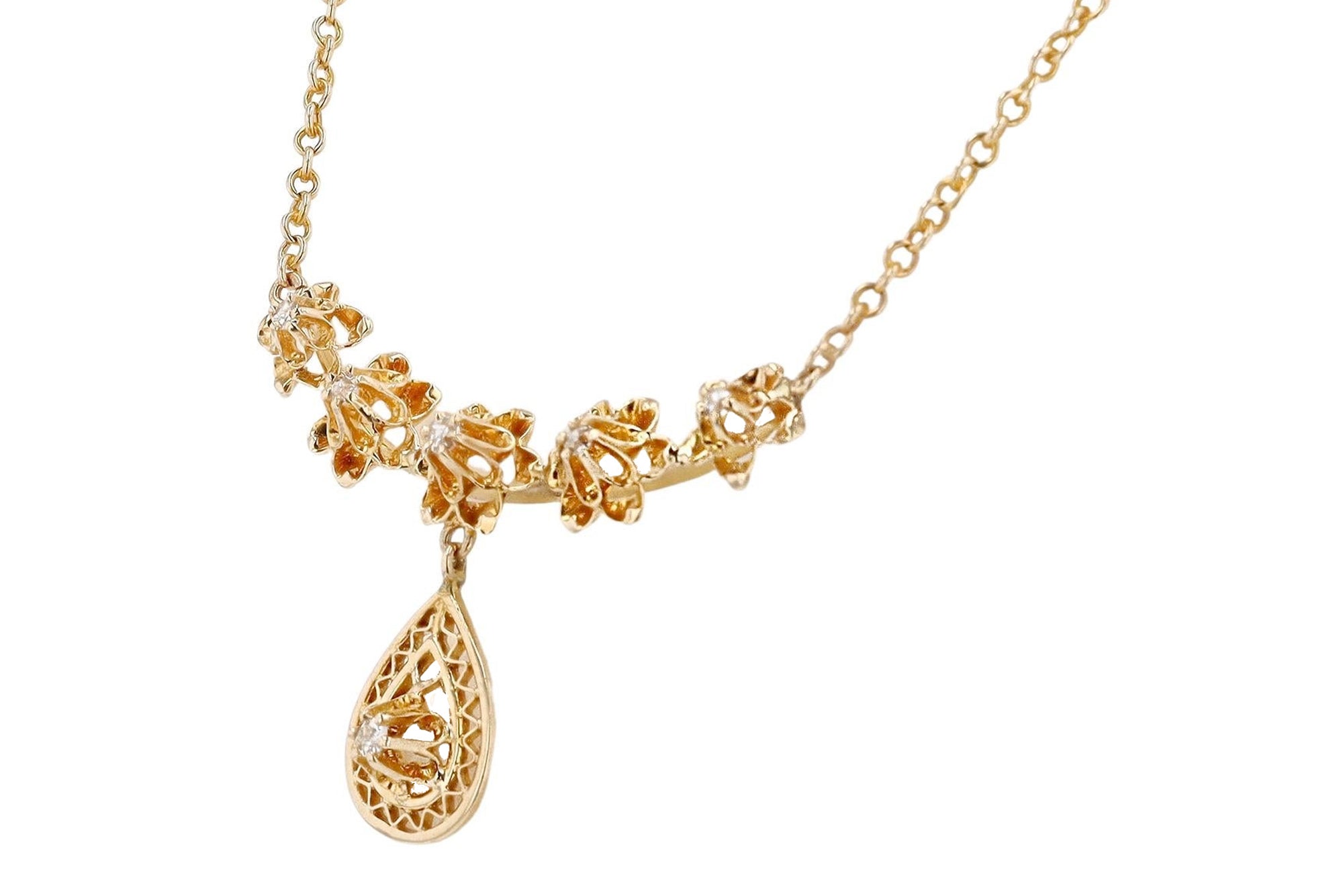 Antique Victorian Diamond Flower Bib Necklace