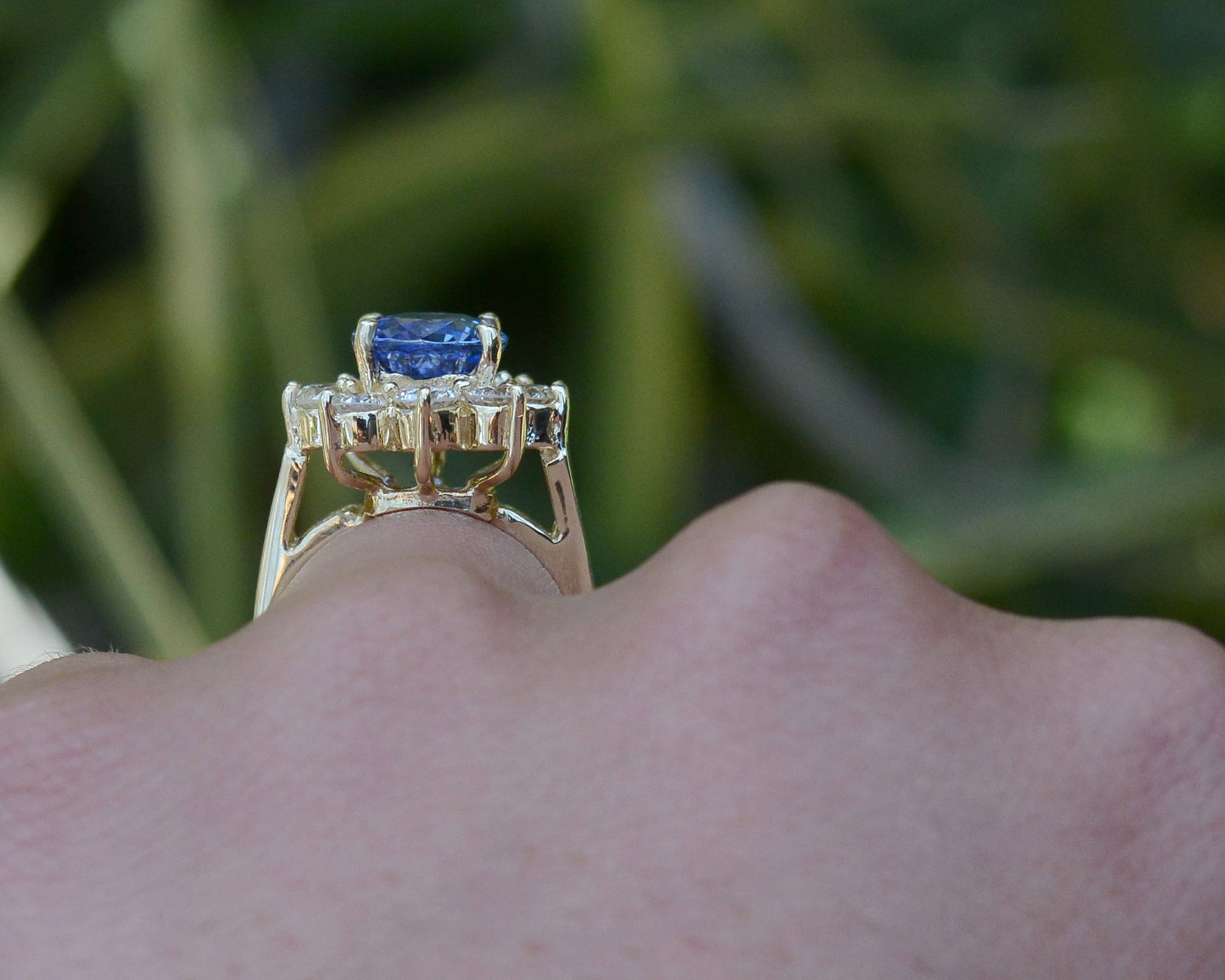 GIA Certified Sapphire & Diamond Princess Diana Engagement Ring