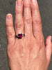 Classical 3 stone design ruby diamonds platinum engagement ring.