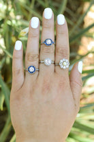 Art Deco Diamond Sapphire Target Engagement Ring