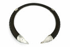 A new, handmade sterling silver and black leather statement necklace.