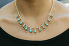 French Belle Époque Turquoise and Seed Pearl Fringe Necklace